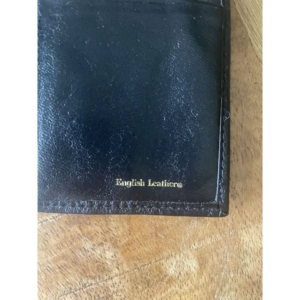 Vintage Black Leather Trifold Wallet with Flying Ducks Embossing Bag Bazaar